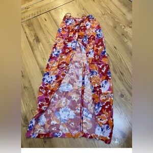 L*Space Swim Skirt Long Floral  Coverup Sz M